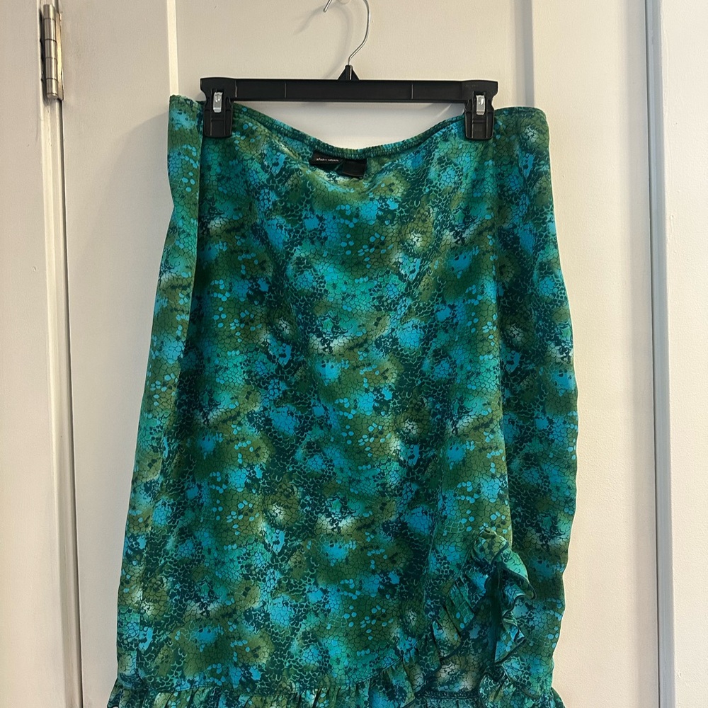 Xhilaration Teal and Olive Midi Skirt